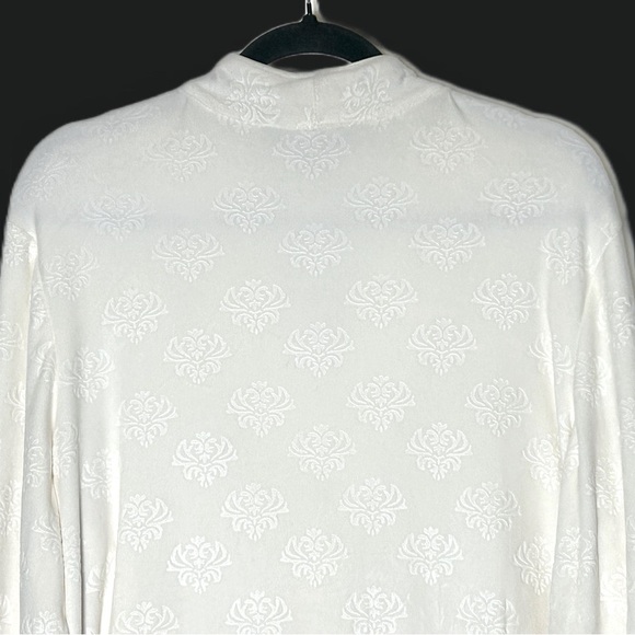 Noire Jasmine Rose Ivory Luxurious Soft Long Robe w/ Front Zipper & Pockets, XL - Picture 9 of 14